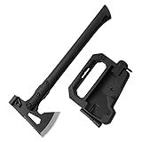 Machado Tomahawk Combate Full Tang Bainha Completo Kit 3 Em 1 Com Pederneira Apito Chave Sextavada -14-3 X 27cm -Pequeno--