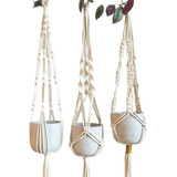 Macrame Hanger Suporte Vaso 90cm Cordão Algodão Cru