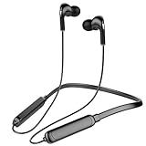 MADAGI Fone De Ouvido Universal Intra Auricular Com Fio Para Pendurar No Pescoço Fone De Ouvido Bluetooth Sem Fio Estéreo Baixo Impermeável Fones De Ouvido Esportivos Pretos