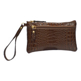 Madamix Clutch Carteira De Mão Feminina Porta Celular Couro Legitimo Cor Chocolate