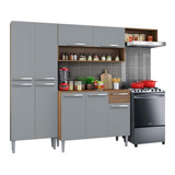 Madesa Cozinha Compacta G2007 Emilly Top Com Armário E Balcão Rc Cor Rustic Cinza
