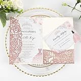 Maffily 25 Peças De Convites De Corte A Laser Rosa Com Envelopes E Cartões Rsvp Em Três Dobras Em Branco Personalizado Para Convite De Casamento Para Festa De Aniversário Convite De Chá De Bebê Ou