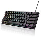 MageGee Mini Teclado 60 Para Jogos Teclado RGB Retroiluminado 61 Teclas Teclado De Computador De Escritório Ergonômico à Prova D água TS91 Para PC Mac PS4 Xbox ONE Gamer Preto 