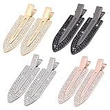 Magicsky 8 Peças De Grampos De Cabelo Sem Vincos Presilhas Planas De Strass Sem Dobra Broche De Metal De Diamante Para Franja De Maquiagem Ferramenta De Estilo Para Mulheres E Meninas Prata Ouro