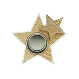 Magizi By Tuut Porta Vela Madeira Natural Estrela Gliter 10cm Dourado
