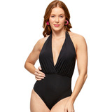 Maiô Body Com Bojo Costa Nua Decote V Classic Moda Praia