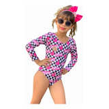 Maiô Body Manga Longa Infantil Proteção Uv50 Com Brinde