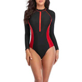Maiô De Manga Comprida Com Zíper Surf Swimming Sports