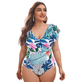 Maiô Lycra Plus Size Floral Bojo