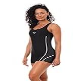 Maiô Macaquinho Hidroginástica E Natação Xtra Life Feminino Preto SPD Preto Branco G
