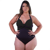 Maiô Plus Size Com Bojo E Saia Vestidinho Em Lycra Poliamida