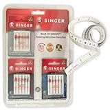 Maker Susan Conjunto De Agulhas Para Máquina De Costura Singer Best Of Universal Agulhas De Ponto Esférico E Jeans Com Fita Métrica Para Tecido Corporal Costura De Tecido De Alfaiate Tricô Vinil 