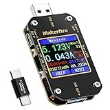 MakerHawk USB Multímetro USB Voltmetro Amperímetro Teste De Carga Tensão USB Corrente PD Carregador Capacidade Carregador Digital Tipo C Medidor Teste Cor LCD Display Cabo Resistência QC2 0 3 0 4 0 MTK