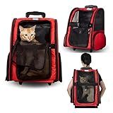 Mala Bolsa Mochila De Transporte Pet Viagem Com Rodinhas Para Cães E Gatos Vermelho 