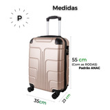 Mala De Bordo Para Viagem 10kg Com Rodas Dupla 360 P Cor Dourado 8116