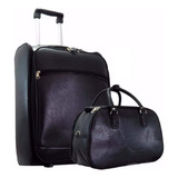Mala De Couro De Viagem Com Rodinha E Kit Bolsa Viagem