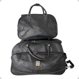 Mala De Viagem Masculina De Rodinha E Bolsa Couro Frasqueira