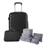 Mala De Viagem Pequena 10kg Rodas 360 Frasqueira De Mão Kit