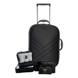 Mala Viagem De Bordo Pequena 55x35x25cm Kit Organizadores Cor Preto