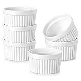 MALACASA Ramekins 300 Ml Seguro Para Forno Porcelana Creme Brulee Ramekins Pudim Pudim Pudim Copos Grandes De Cerâmica Suflê Ramakan Ramiken Ramicans Conjunto De 6 Branco Série RAMEKIN DISH
