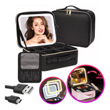 Maleta Bolsa Cosmeticos Maquiagem Com Espelho Led Blogueira