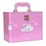 Maleta Box 4 Álbuns Fotográficos 240 Fotos 15x21 CHUVA DE AMOR ROSA Bebê Infantil Nuvem Bençãos