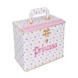 Maleta Box LUXO 240 Fotos 15x21 Com 4 Álbuns Fotográficos PRINCESA ROSA COROA Bebê Bordado