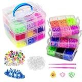 Maleta Com 4000 Elásticos Coloridos Clips Agulha Pingentes E Miçangas Kit Completo Para Fabricação De Pulseiras Loom Band