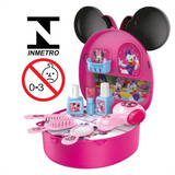 Maleta Com Alça Minnie Cabeleireira Com Acessórios Multikids