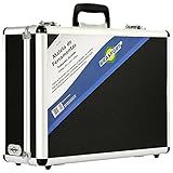 MALETA DE ALUMINIO PARA FERRAMENTAS PRETA EXECUTIVA GRANDE COM DIVISORIAS MOVEIS 455 MM X 330 MM X 152