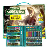 Maleta Escolar Estojo Pintura Dino Infantil 150pç Canetinhas
