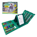 Maleta Estojo De Pintura Infantil Colorir Dino Grande 208pçs