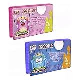 Maleta Estojo Kit Escolar Completo 48 Peças Infantil Giz De Cera Lápis De Colorir Canetinhas Hidrográficas Apontador Borracha Clips Para Papel Para Meninos E Meninas Pinturas Linha PREMIUN Azul 