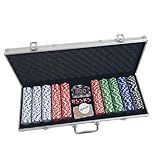 Maleta Jogo De Poker Dados 500 Fichas Numeração Profissional  Com 5 Dados  Ficha Dealer  Maleta Com 2 Chaves