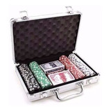 Maleta Kit Jogo Poker 200 Fichas Oficiais Baralho Dados