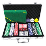 Maleta Kit Jogo Poker 300 Fichas Oficiais Baralho Dados