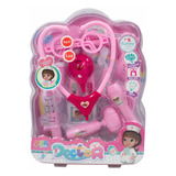 Maleta Kit Médica Rosa Com Luz E Som 17 Peças Brinquedo Infantil