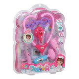 Maleta Kit Médica Rosa Com Luz E Som 17 Peças Brinquedo Infantil