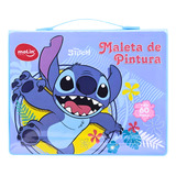 Maleta Para Pintura 64 Itens Stitch Plastica Molin Cor Azul