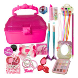 Maleta Pink Kit Maquiagem Acessórios Laço Lápis Barbie 