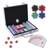 Maleta Poker Oficial 200 Fichas Jogo Baralho E Dados