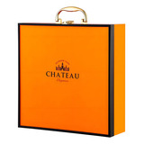 Maleta Porta Vinho Kit Com Duas Taças Luxo Modelo Chateau