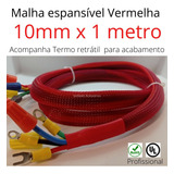Malha Náutica Vermelha 10mm X 1 Metro Termo Retrátil C Nf