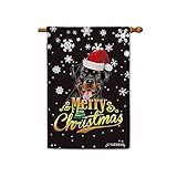 Malihong Merry Christmas Linda Bandeira De Casa De Cachorro Rottweiler Em Chapéu De Papai Noel, Faixa De Natal Para Filhotes De Cachorro Para Decoração Interna E Externa, 71 X 101 Cm, Estampada Dupla Face