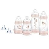 MAM Baby Kit 4 Mamadeiras Easy Start Gift Set Anticólica E Menos Bolhas De Ar Para Crianças 0 Meses AutoEsterilizável E Com Bico De Silicone Skinsoft Rosa