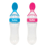 Mamadeira Colher Dosadora Bebê Silicone Azul Rosa Buba