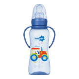 Mamadeira Neopan Standard 250ml Com Alça Cor Azul Trator Ortodôntico