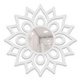 Mandala Branca Florada Com Espelho Decorativo 40cm