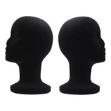 Manequim De Isopor Feminina Preta Porta Chapéu Peruca Oculos