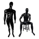 Manequim Masculino Fitness E Sentado Preto C Base